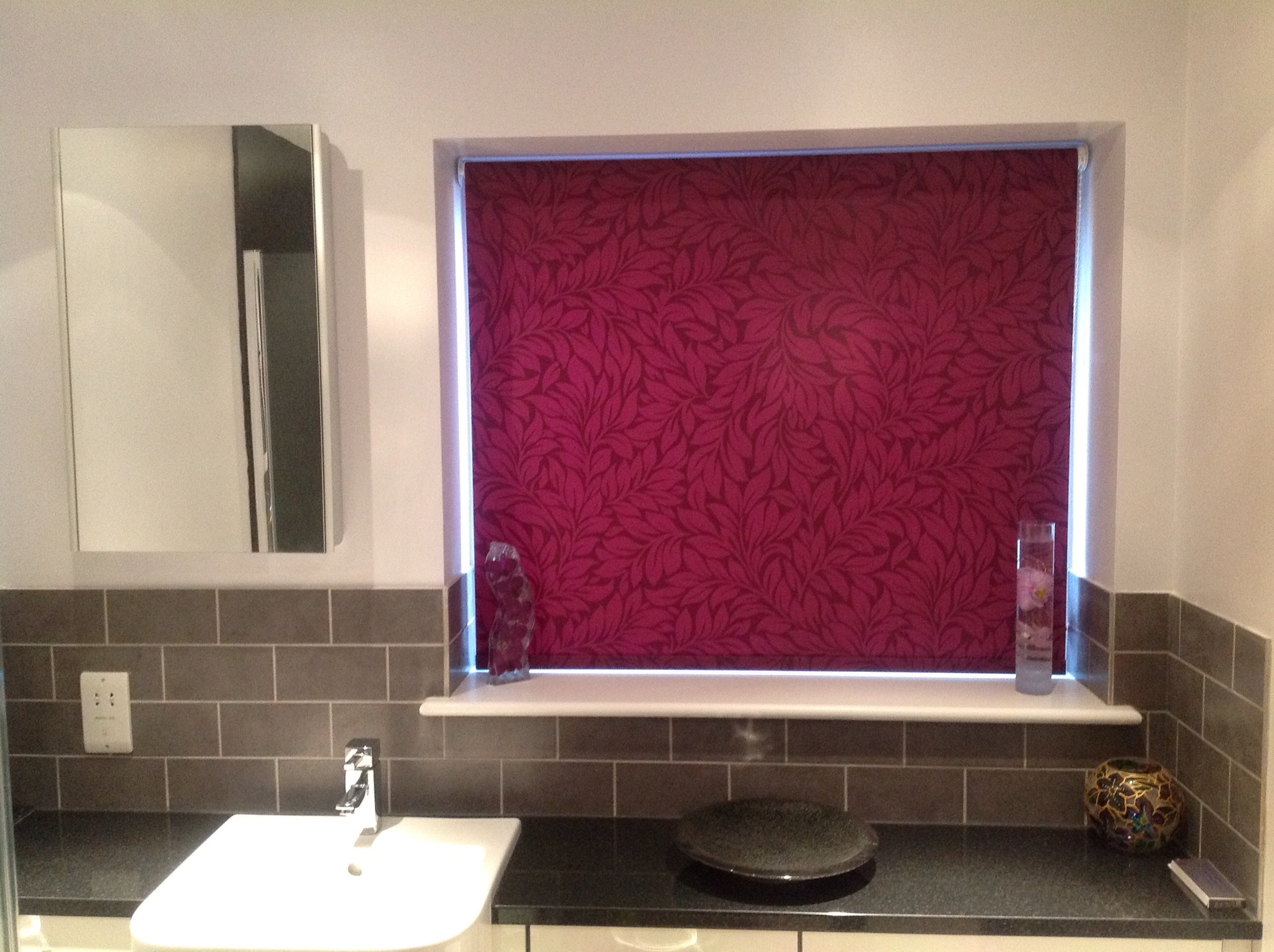 Roller Blind fitted in bathroom in Hoddesdon Hertfordshire  - Roller blinds -  Carolina Blinds