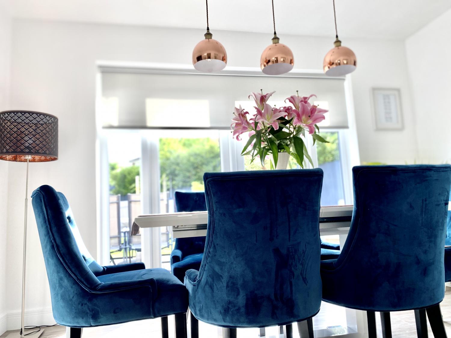 Electric blinds for the dining room in Barkway, North Herts  - Roller blinds -  Carolina Blinds
